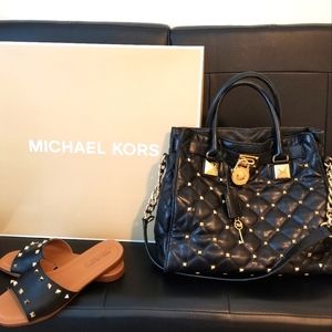 Michael Kors Hamilton Bag black and gold studs